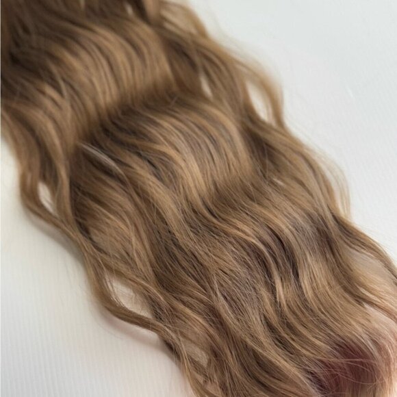 Ash light Brown Clip in 22 in  Hair Extensions in Water Wave Human hair blend - Picture 9 of 12
